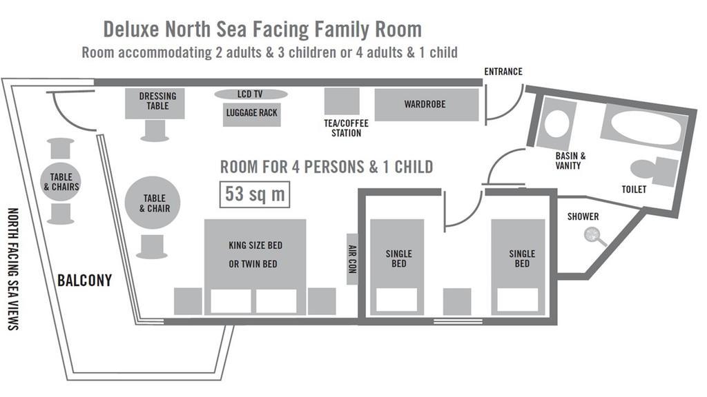 Deluxe Family Room - Disability Access - North Sea Facing