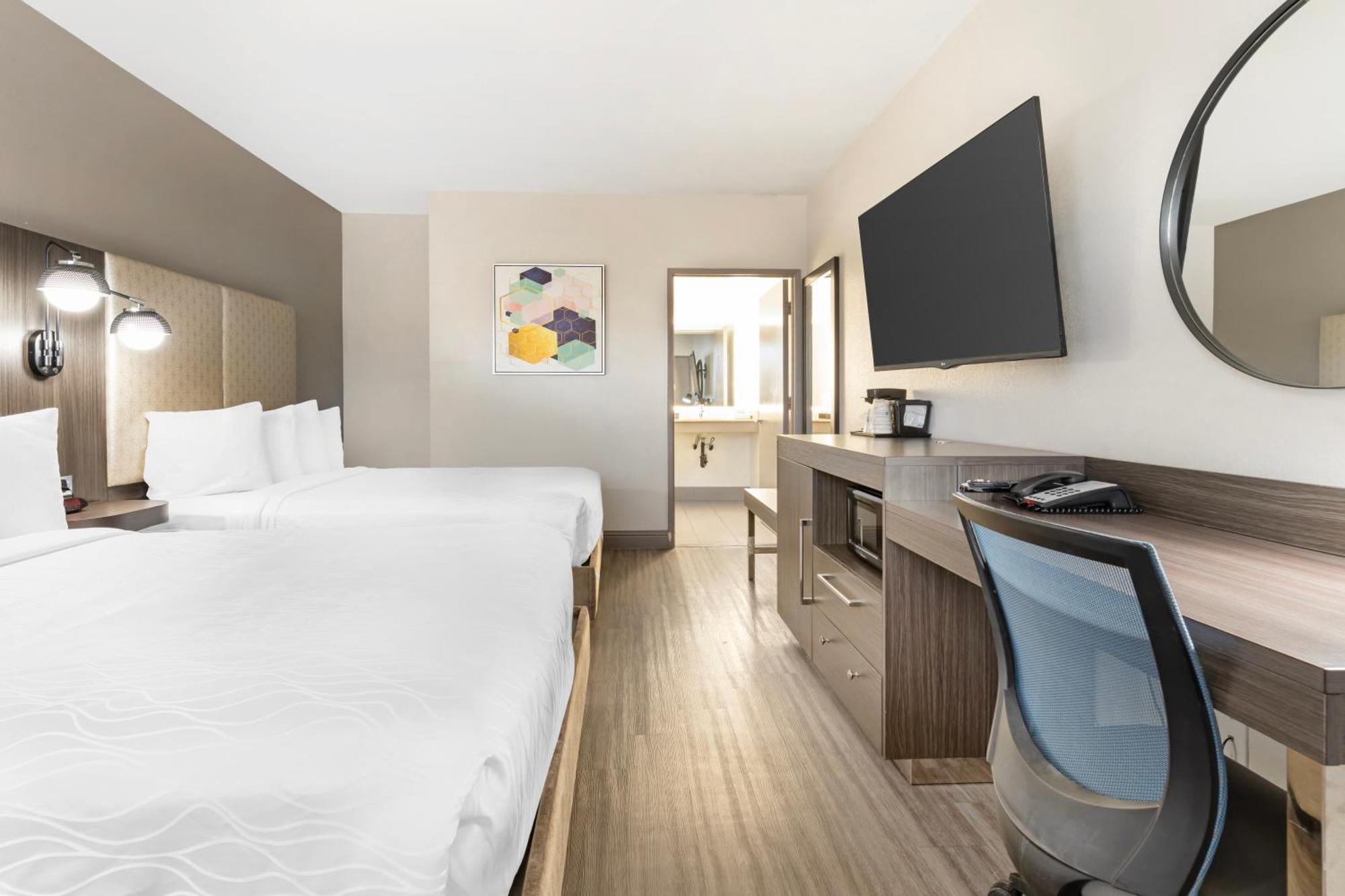 Double Room with Two Double Beds and Walk-In Shower - Disability Access/Non-Smoking