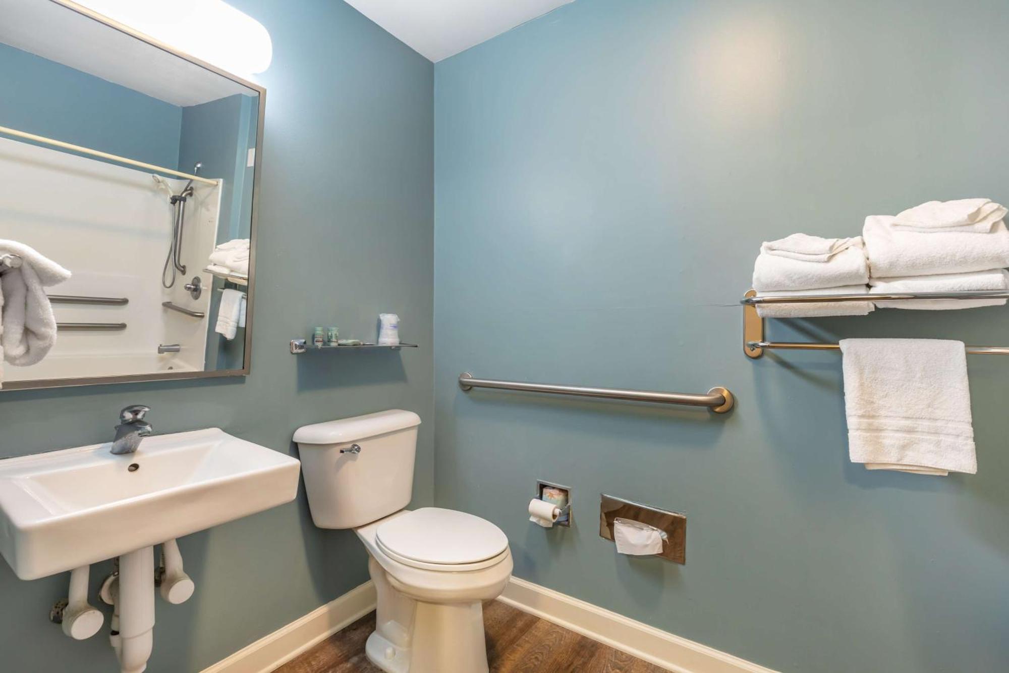 Habitación con sofá cama y bañera adaptada para personas de movilidad reducida - 2 camas grandes