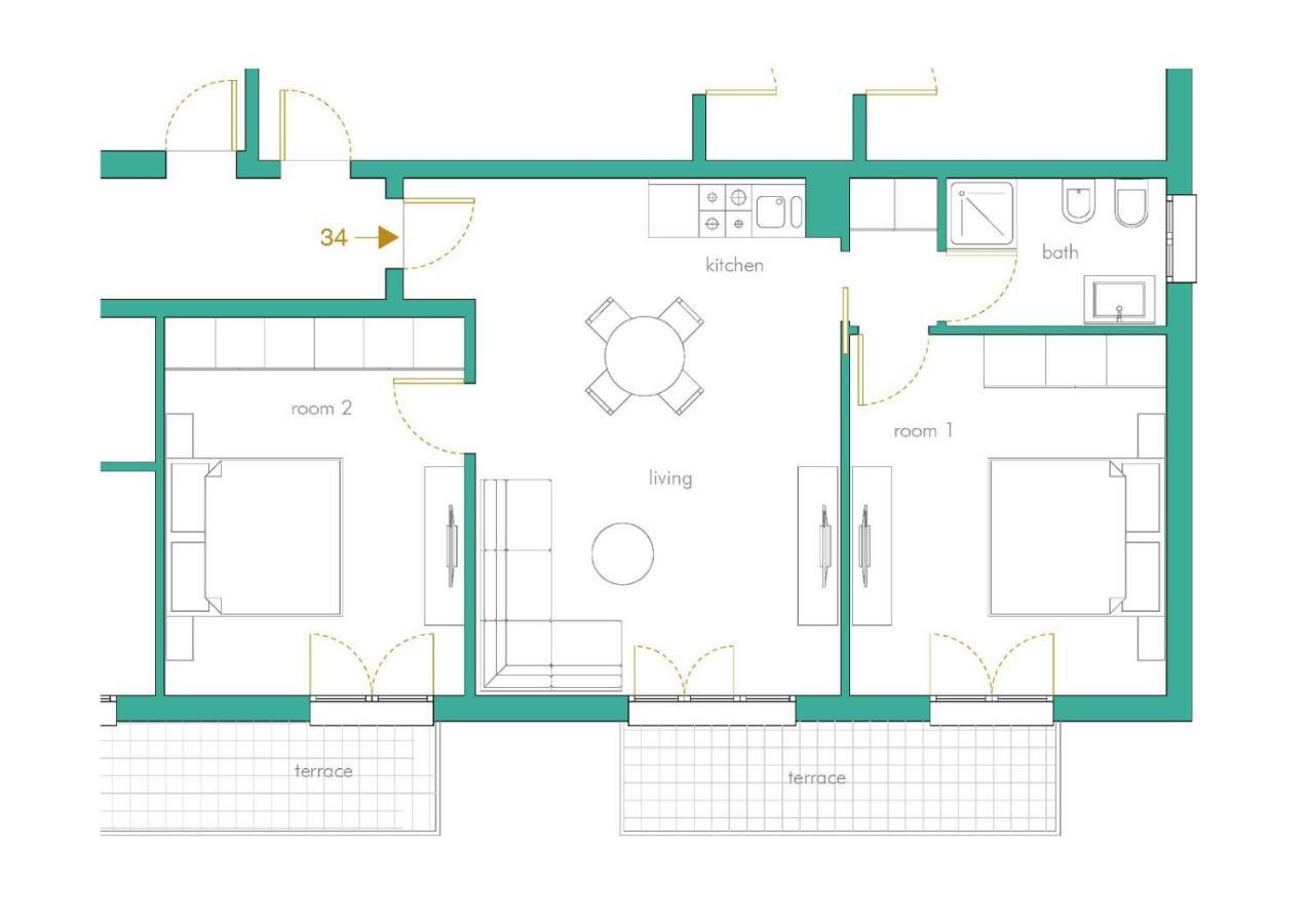 Deluxe Appartement met 2 Slaapkamers en Uitzicht op de Tuin